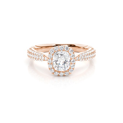 Cushion Rose Gold Halo Diamond Engagement Rings
