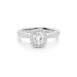 Prong Set Diamond Halo Engagement Ring