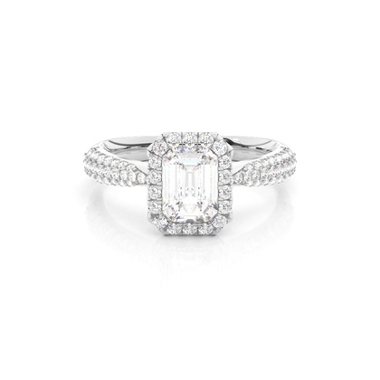 Emerald Halo Diamond Engagement Rings