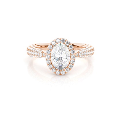 Oval Rose Gold Halo Diamond Engagement Rings