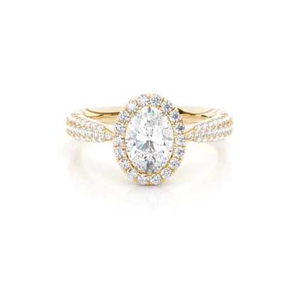 Oval Yellow Gold Halo Diamond Engagement Rings