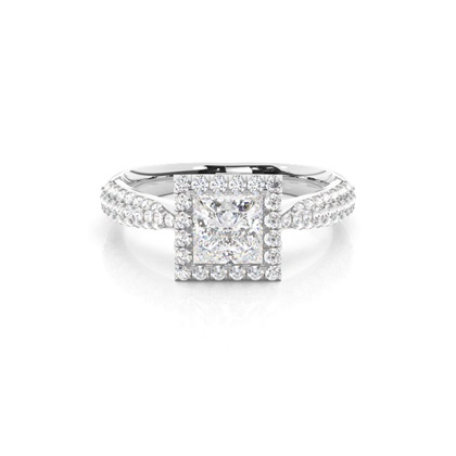 Princess Halo Diamond Engagement Rings