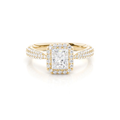 Radiant Yellow Gold Halo Diamond Engagement Rings