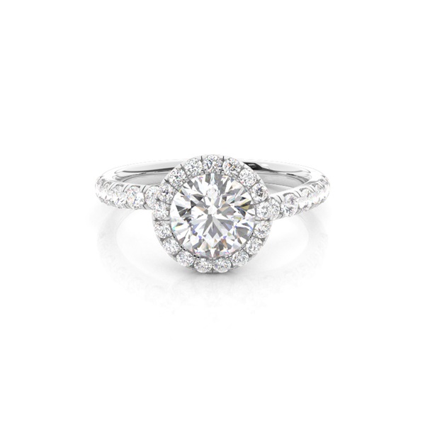 Bezel Set Diamond Halo Engagement Ring