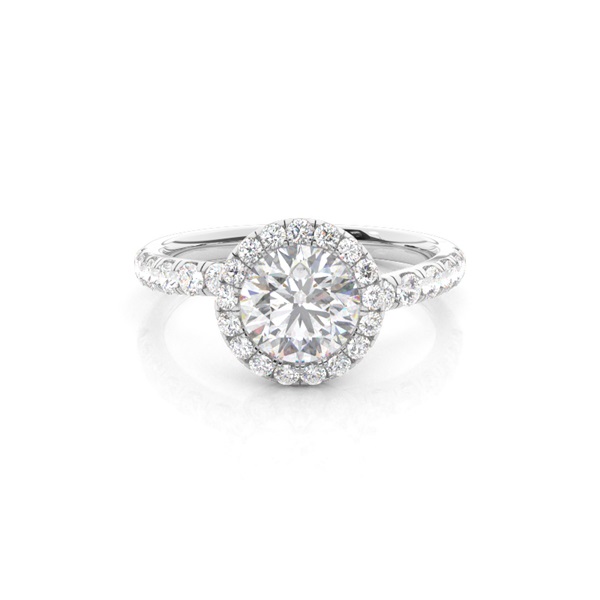 Bezel Set Moissanite Halo Engagement Ring