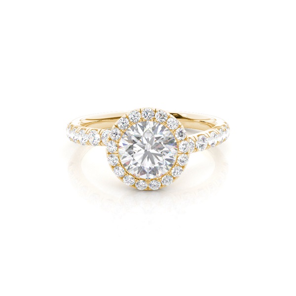 Bezel Set Moissanite Halo Engagement Ring