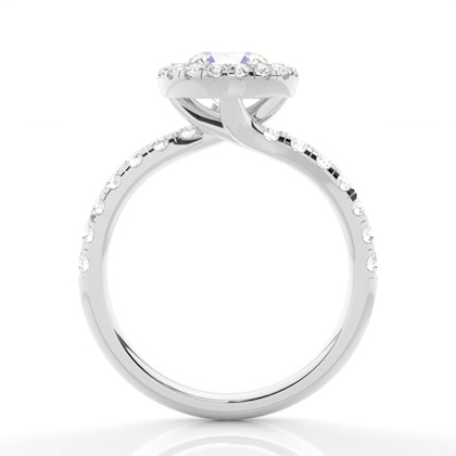 Bezel Set Diamond Halo Engagement Ring