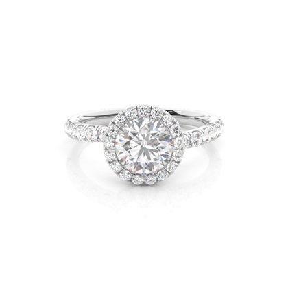 Bezel Set Moissanite Halo Engagement Ring