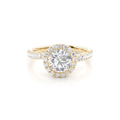Bezel Set Moissanite Halo Engagement Ring