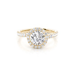 Bezel Set Diamond Halo Engagement Ring