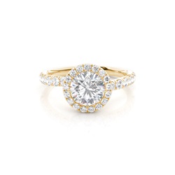 Bezel Set Moissanite Halo Engagement Ring