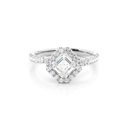 Bezel Set Diamond Halo Engagement Ring