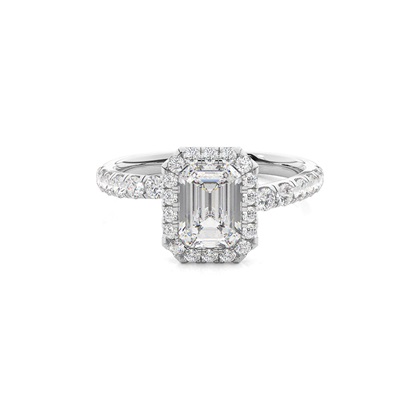 Emerald Halo Diamond Engagement Rings
