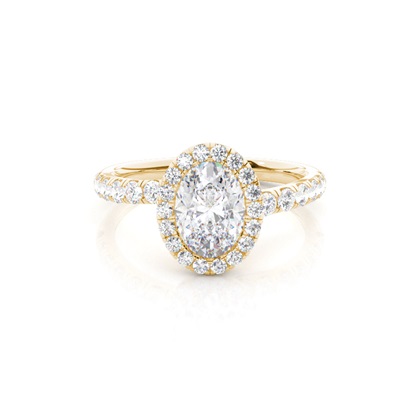 Bezel Set Moissanite Halo Engagement Ring