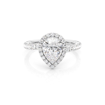 Pear Halo Diamond Engagement Rings