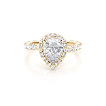 Bezel Set Moissanite Halo Engagement Ring