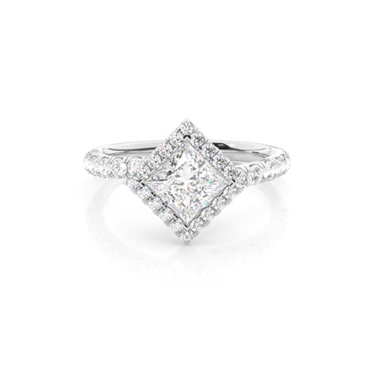 Princess Halo Diamond Engagement Rings