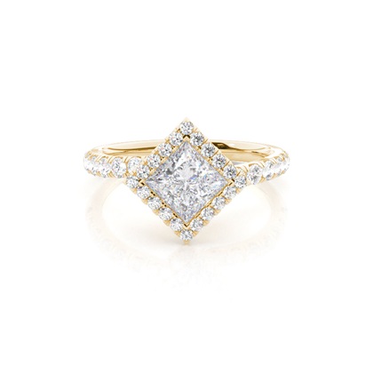 Bezel Set Moissanite Halo Engagement Ring