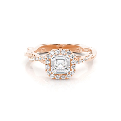 Bezel Set Diamond Halo Engagement Ring