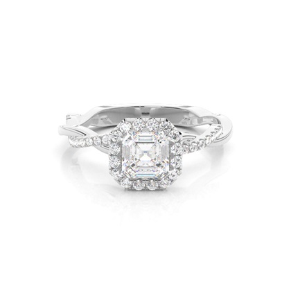 Bezel Set Diamond Halo Engagement Ring