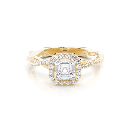 Bezel Set Diamond Halo Engagement Ring