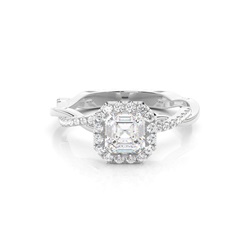 Bezel Set Diamond Halo Engagement Ring