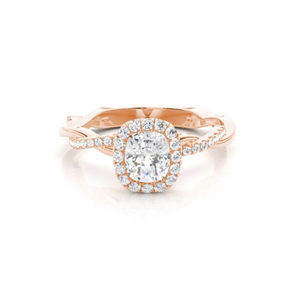 Bezel Set Diamond Halo Engagement Ring