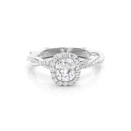 Cushion Twisted Diamond Engagement Rings