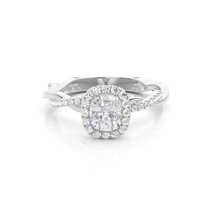 Bezel Set Moissanite Halo Engagement Ring