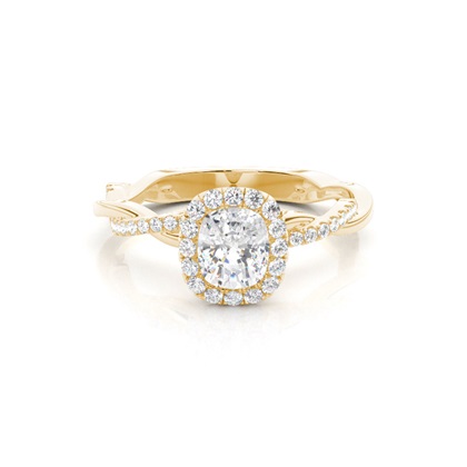 Bezel Set Diamond Halo Engagement Ring