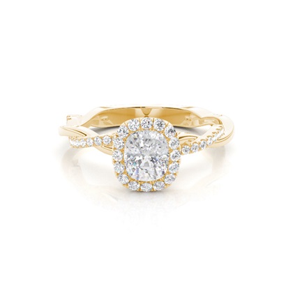 Yellow Gold Twisted Diamond Engagement Rings
