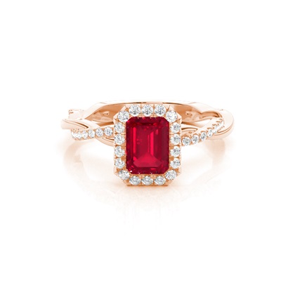 Bezel Setting Ruby Halo Engagement Ring