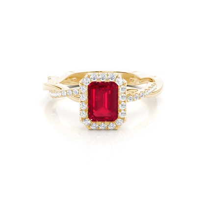 Bezel Setting Ruby Halo Engagement Ring