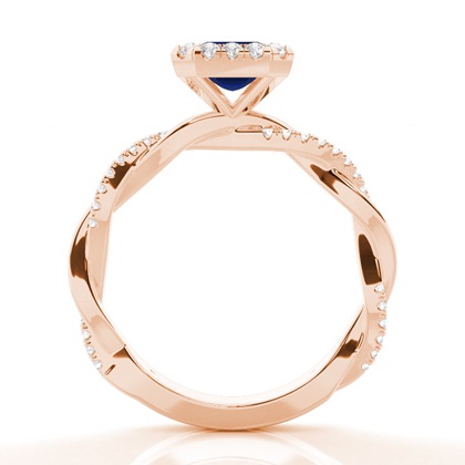 Blauer Saphir-Halo-Verlobungsring Mit Lünette In Fassung