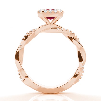 Lünette Fassung Rubin Halo Verlobungsring