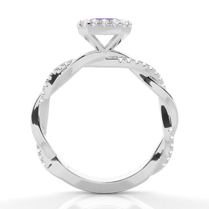 Lünette Fassung Amethyst Halo Verlobungsring