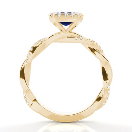 Blauer Saphir-Halo-Verlobungsring Mit Lünette In Fassung