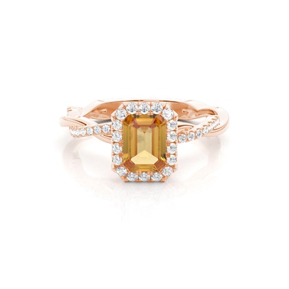 Bezel Setting Citrine Halo Engagement Ring