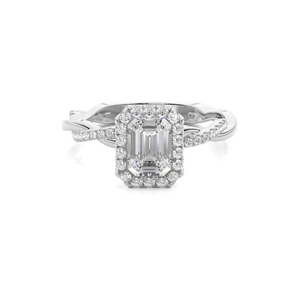 Emerald Twisted Diamond Engagement Rings