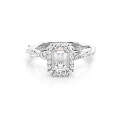 Emerald Twisted Diamond Engagement Rings