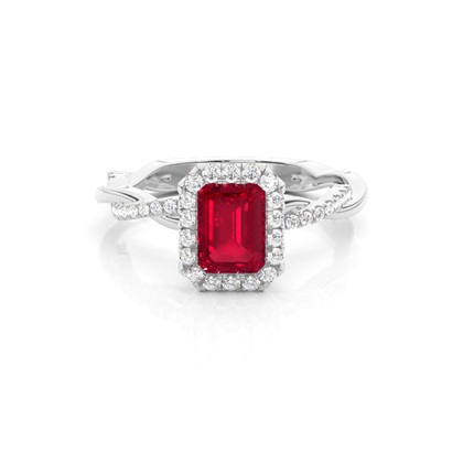 Bezel Setting Ruby Halo Engagement Ring