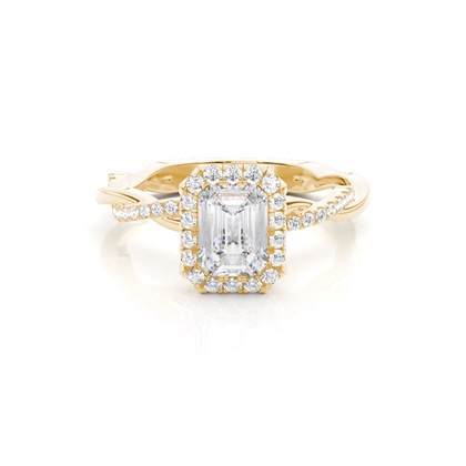 Bezel Set Moissanite Halo Engagement Ring