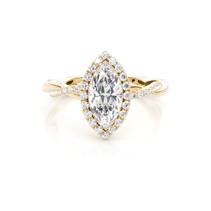 Marquise Yellow Gold Twisted Diamond Engagement Rings