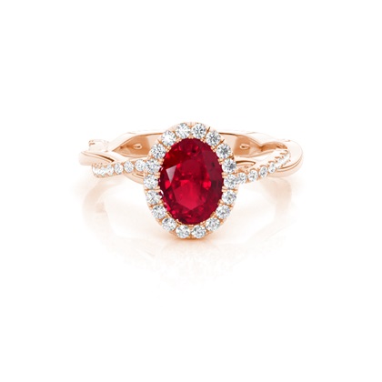 Bezel Setting Ruby Halo Engagement Ring