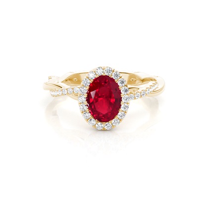 Bezel Setting Ruby Halo Engagement Ring