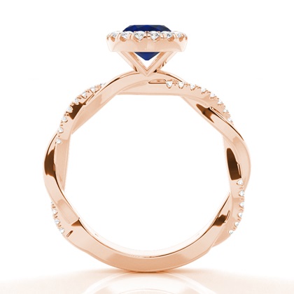 Blauer Saphir-Halo-Verlobungsring Mit Lünette In Fassung