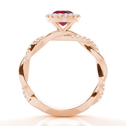 Lünette Fassung Rubin Halo Verlobungsring