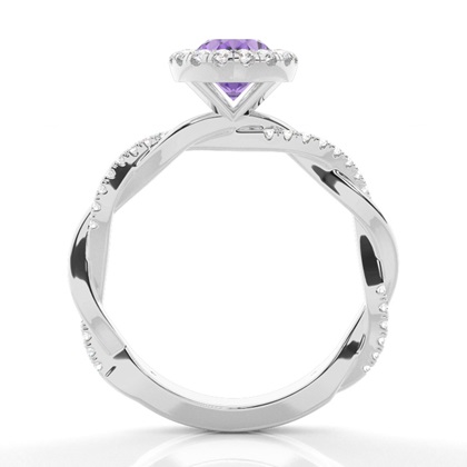 Lünette Fassung Amethyst Halo Verlobungsring