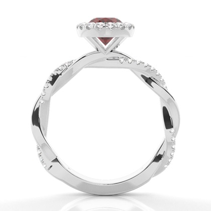 Lünette Fassung Granat Halo Verlobungsring