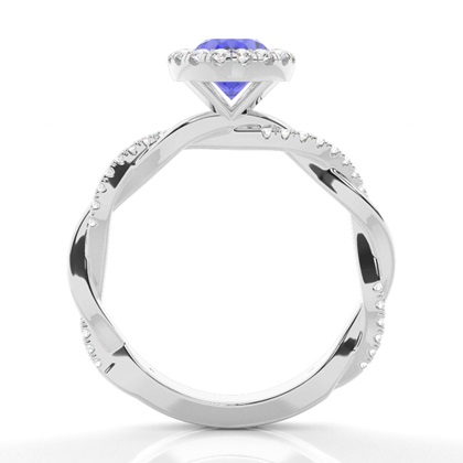 Lünette Fassung Tansanit Halo Verlobungsring